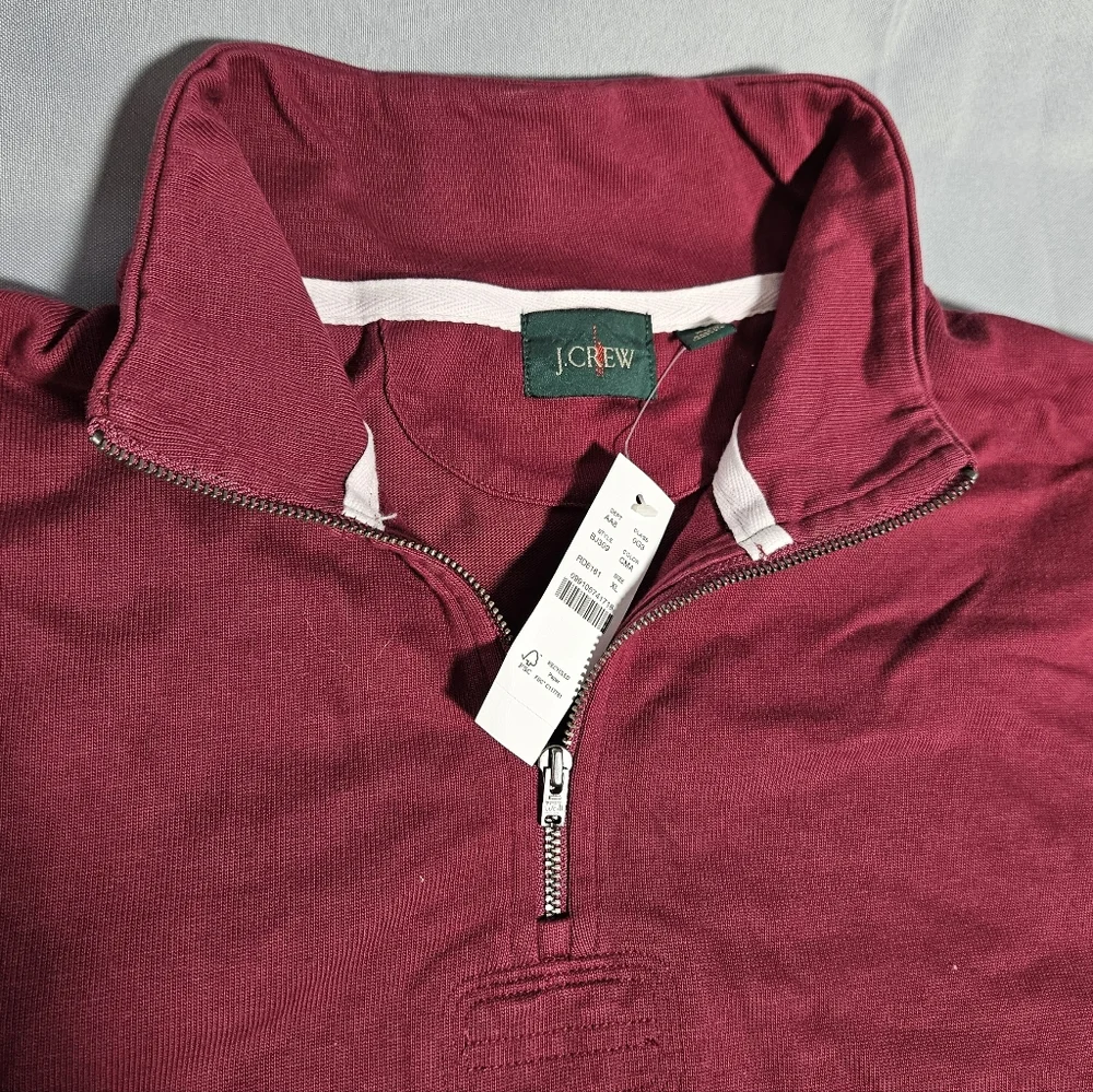 J. Crew Quarter Zip Red Elbow Patch Preppy Classic NWT Pullover Shirt Size XL